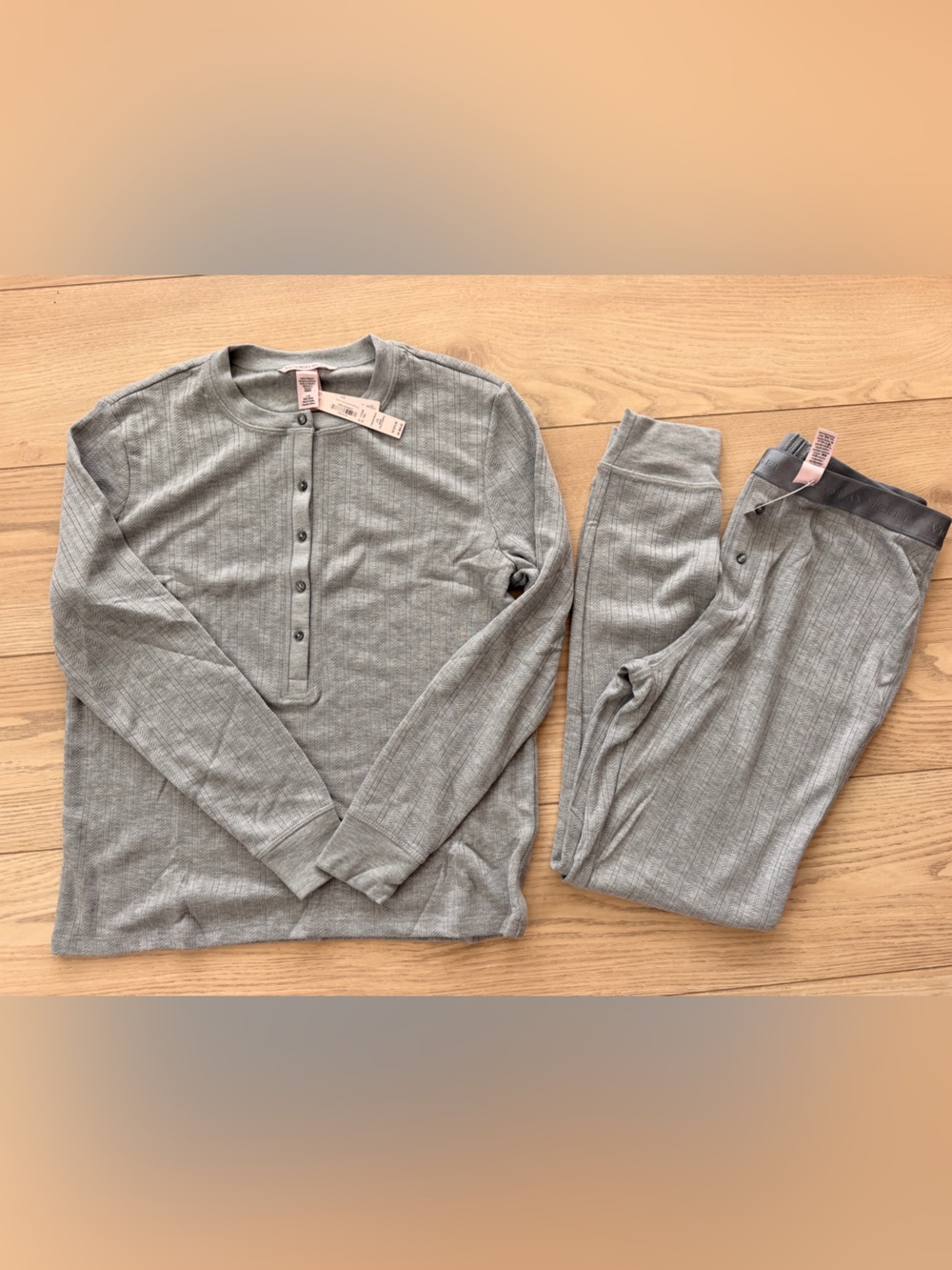 Victoria's Secret Cozy Pointelle Henley Long Women's Pajama Set - Picture 6 of 8
